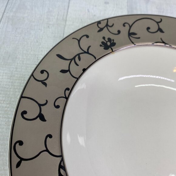 PTS International B Smith W Style FIORI Gray Rim Black Leaves 9" Bowls Set of 4 - Picture 16 of 16
